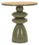 Table basse ronde verte en métal et bois Caro