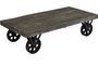 Table basse sur roulette bois massif gris Cheminak 120 cm