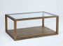Table basse verre et bois massif foncé 110 cm