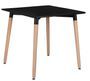 Table carrée 80 cm noir brillant et pieds bois naturel Welly