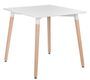 Table carrée 80cm blanc brillant et pieds bois naturel Welly
