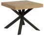 Table carrée 90x90 cm extensible 90 à 184 cm chêne clair et pieds arrondis entrelacés anthracite Karzy
