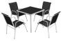 Table carrée et 4 chaises de jardin métal gris et noir Bachra