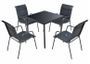 Table carrée et 4 chaises de jardin métal noir Pounky