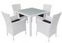 Table carrée et 4 chaises de jardin résine tressée blanc Mik