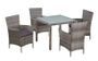 Table carrée et 4 chaises de jardin résine tressée gris Mik