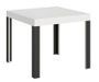 Table carrée extensible 4 à 12 places L 90 à 246 cm blanc et pieds métal gris foncé Liva