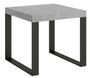 Table carrée extensible 4 à 12 places L 90 à 246 cm gris béton et pieds métal anthracite Tiroz