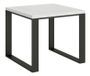 Table carrée extensible 4 à 6 places L 90 à 180 cm blanc et pieds métal anthracite Likro