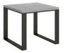 Table carrée extensible 4 à 6 places L 90 à 180 cm gris béton et pieds métal anthracite Likro