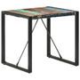 Table carrée industrielle 80x80x75 cm bois recyclé massif et métal noir Vosa