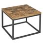 Table d'appoint carrée bois manguier foncé et pieds métal noir Gari