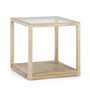 Table d'appoint carrée verre et bois massif blanc voilé Orina H 60 cm