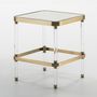 Table d'appoint carrée verre pieds acrylique et métal doré Meli
