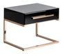 Table d'appoint design pieds acier doré et plateau miroir noir Oliva - Lot de 2