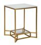 Table d'appoint double effet marbre blanc métal doré design