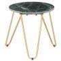 Table d'appoint effet marbre vert et pieds métal doré Emis D 40 cm