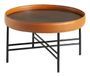 Table d'appoint rond en bois de noyer marron clair et noir Liza