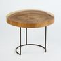 Table d'appoint ronde bois clair et métal noir Zoé H 38 cm