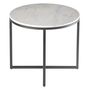 Table d'appoint ronde marbre blanc et pieds métal noir Cely