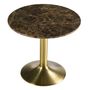Table d'appoint ronde marbre marron et pieds métal doré Rau
