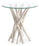 Table d'appoint ronde SAHEL – bois massif de teck blanchi & verre trempé – Ø40 cm