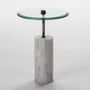 Table d'appoint ronde verre pied métal et marbre blanc Siru