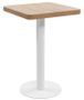 Table de bar carrée bois clair et pied métal blanc Kalas 50 cm