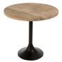 Table de bar CORALI Ø65 cm – Plateau en bois massif clair & pied en métal noir[