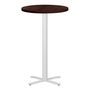 Table de bar ronde bois foncé et pieds en forme de croix acier blanc Kooky 70 cm