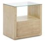 Table de chevet 1 niche 1 tiroir bois clair et verre Kanie L 60 cm