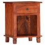 Table de chevet 1 tiroir 1 niche acacia masif foncé Jama