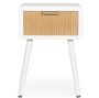 Table de chevet 1 tiroir CHARLEY – Blanc & naturel