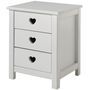 Table de chevet AMORI – Blanc laqué & détails cœur