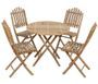 Table de jardin et 4 chaises pliables en bois de bambou Kindou