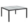 Table de jardin rectangulaire verre et résine tressée noire Oly