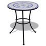 Table de jardin ronde céramique bleu et métal noir Keani