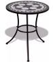 Table de jardin ronde céramique et métal noir KEANI