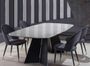 Table de repas design en céramique de marbre blanc de Carrare et pieds métal noir Empereur