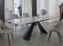 Table design 180 cm céramique marbre blanc et pieds métal noir Kylane