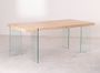Table design bois naturel et verre trempé Rosenka 140 cm