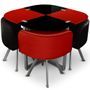 Table et 4 chaises verre rouge et noir pieds métal chromé Mozza