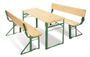 Table et bancs enfant pin massif clair et métal vert Sepp&Lehne