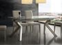 Table extensible 160/240 cm pieds laqué beige et plateau verre trempé Kiota