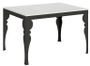 Table extensible 6 à 10 places L 120 à 224 cm bois blanc et pieds gris foncé Patone