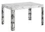 Table extensible 6 à 10 places L 130 à 234 cm effet marbre blanc et pieds métal gris foncé Gisa