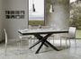 Table extensible 6 à 12 personnes blanche laquée et pieds entrelacés anthracite L 160 à 264 cm Klass