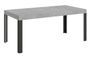 Table extensible 6 à 12 places L 160 à 264 cm gris béton et pieds métal gris foncé Liva
