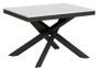 Table extensible 6 à 16 places blanche cadre métallique et pieds entrelacés anthracite L 120 à 380 cm Klass