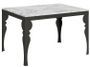 Table extensible 6 à 16 places L 120 à 380 cm blanc effet marbre et pieds gris foncé Patone